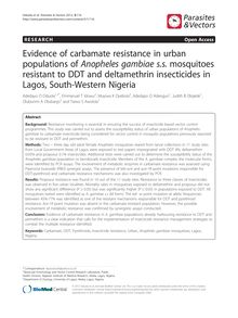 Evidence of carbamate resistance in urban populations of Anopheles gambiae s.s. mosquitoes resistant to DDT and deltamethrin insecticides in Lagos, South-Western Nigeria
