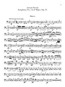Partition Basses, Symphony No.5, Symfonie č.5, F major, Dvořák, Antonín
