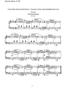 Partition complète, German danse, D.722, Schubert, Franz