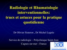 Radiologie et Rhumatologie interventionnelles: trucs et astuces ...