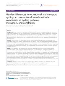 Gender differences in recreational and transport cycling: a cross-sectional mixed-methods comparison of cycling patterns, motivators, and constraints