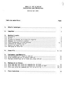 Instructions pour mécaniciens - Duerkopp Adler 221