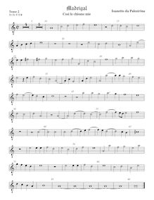 Partition ténor viole de gambe 2, octave aigu clef, 3 madrigaux par Giovanni Pierluigi da Palestrina