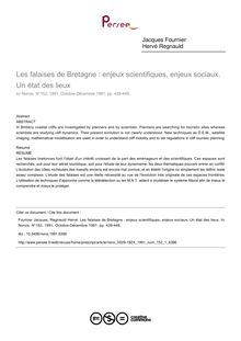 Les falaises de Bretagne : enjeux scientifiques, enjeux sociaux. Un état des lieux - article ; n°1 ; vol.152, pg 439-448