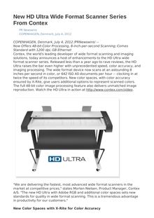 New HD Ultra Wide Format Scanner Series From Contex