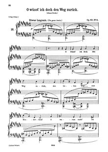 Partition No., O wüsst  ich doch den Weg zurück, 9 chansons et chansons par Johannes Brahms