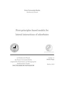 First-principles based models for lateral interactions of adsorbates [Elektronische Ressource] / vorgelegt von Michael Rieger