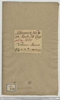 Partition complète (alternate copy), violon Sonata en A minor