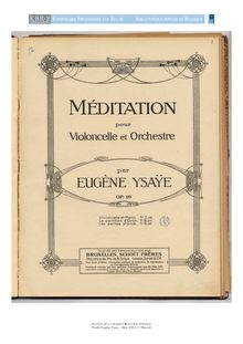 Partition complète (color), Meditation Poeme, Op.16, Meditation Poeme, Op. 16 for Violoncello and Orchestra