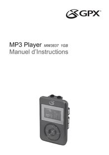 Notice Lecteur MP3 GPX  MW3837