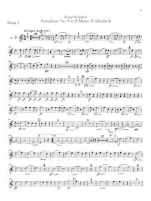 Partition cor 1 (D, E), 1 (F), 2 (D, E), 2 (F), Symphony No.8, Unvollendete (Unfinished)