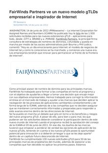 FairWinds Partners ve un nuevo modelo gTLDs empresarial e inspirador de Internet
