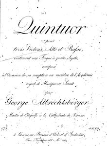 Partition parties complètes, corde quintette, Albrechtsberger, Johann Georg
