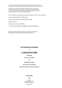 Dictionnaire raisonné de l architecture française du XIe au XVIe siècle (6/9)