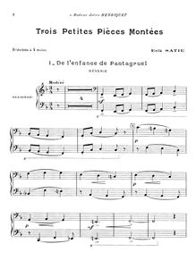 Partition Piano 4 mains, 3 Petites Pièces Montées, Satie, Erik