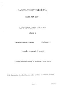 Baccalaureat 2004 lv1 italien litteraire