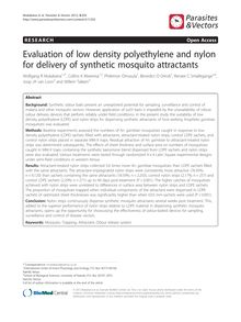 Evaluation of low density polyethylene and nylon for delivery of synthetic mosquito attractants