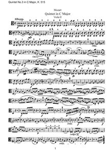 Partition viole de gambe II, corde quintette No.3, C major, Mozart, Wolfgang Amadeus
