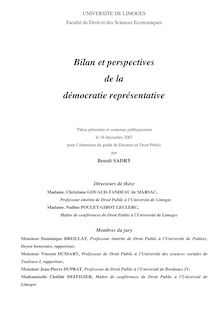 Bilan et perspectives de la démocratie représentative