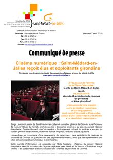 Cinéma numérique : Saint-Médard-en- Jalles reçoit élus et ...