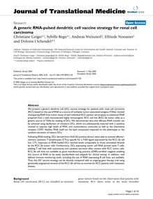 A generic RNA-pulsed dendritic cell vaccine strategy for renal cell carcinoma