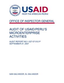 AUDIT OF USAID PERU’S MICROENTERPRISE ACTIVITIES