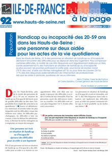 Handicap ou incapacité des 20-59 ans dans les         Hauts-de-Seine : une personne sur deux aidée pour les actes de la vie quotidienne