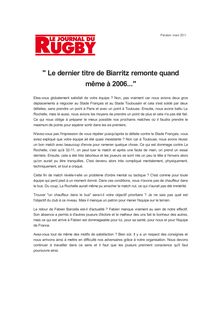 " Le dernier titre de Biarritz remonte quand même à 2006..."