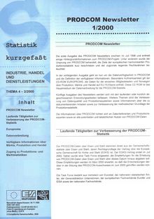 Statistik kurzgefaßt. Industrie, Handel und Dienstleistungen Nr. 2/2000. Prodcom Newsletter 1/2000