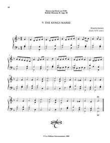 Partition , pour Kyngs Marke, 10 pièces pour pour Virginals ou orgue from pour anglais Renaissance