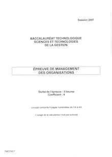 Sujet du bac techno STG 2007: Management des Organisations