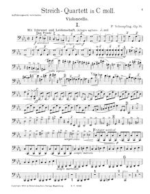 Partition violoncelle, corde quatuor, C minor, Scheinpflug, Paul