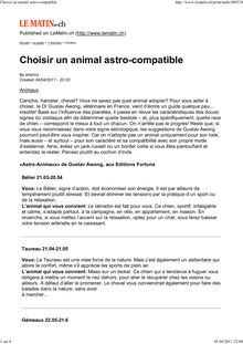 Choisir un animal astro compatible