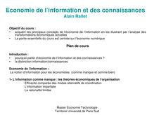 1-1 L'information et les théories économiques de l'information