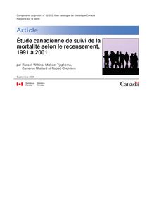 Étude canadienne de suivi de la mortalité selon le recensement,1991 à  2001