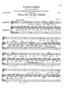 Partition complète, Geisternähe, D.100, Nearby Spirits, Schubert, Franz