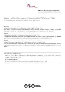 Dater Le Père Duchesne d Hébert (juillet1793-mars 1794) - article ; n°1 ; vol.303, pg 67-75