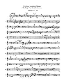 Partition cor 1, 2 (en E♭), Die Zauberflöte, The Magic Flute, Mozart, Wolfgang Amadeus