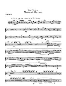 Partition clarinette 1, 2 (en A), Masquerade, Maskarade, Nielsen, Carl