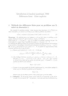 Introduction a l analyse numerique TD2 Differences finies Euler implicite