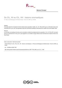 Du CIL, XII au CIL, XIII : liaisons onomastiques - article ; n°1 ; vol.33, pg 82-86