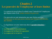 Droit – Thème 3 – Le droit et la relation de travail dans l’entreprise – Chap 2 – Les pouvoirs de l’employeur et leurs limites
