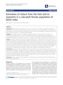 Estimation of stature from the foot and its segments in a sub-adult female population of North India