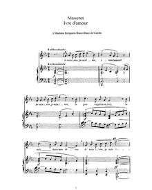 Partition complète (E♭ Major: haut voix et piano), Ivre d amour