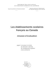 Les établissements scolaires français au Canada : mission d évaluation