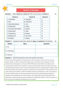 Grade 5 Life Orientation Test 4: Health And Diseases