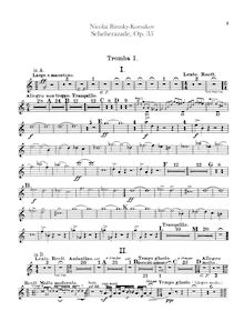Partition trompette 1, 2 (A, B♭), Scheherazade, Шехеразада, Rimsky-Korsakov, Nikolay