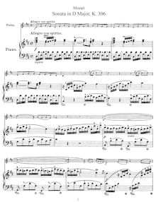 Partition complète et , partie, violon Sonata, D major