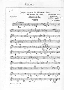 Partition violon, Grand Sonata en A, A major, Paganini, Niccolò