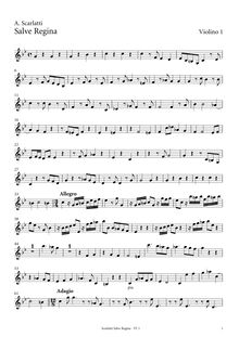 Partition violons I, Salve Regina, C minor, Scarlatti, Alessandro